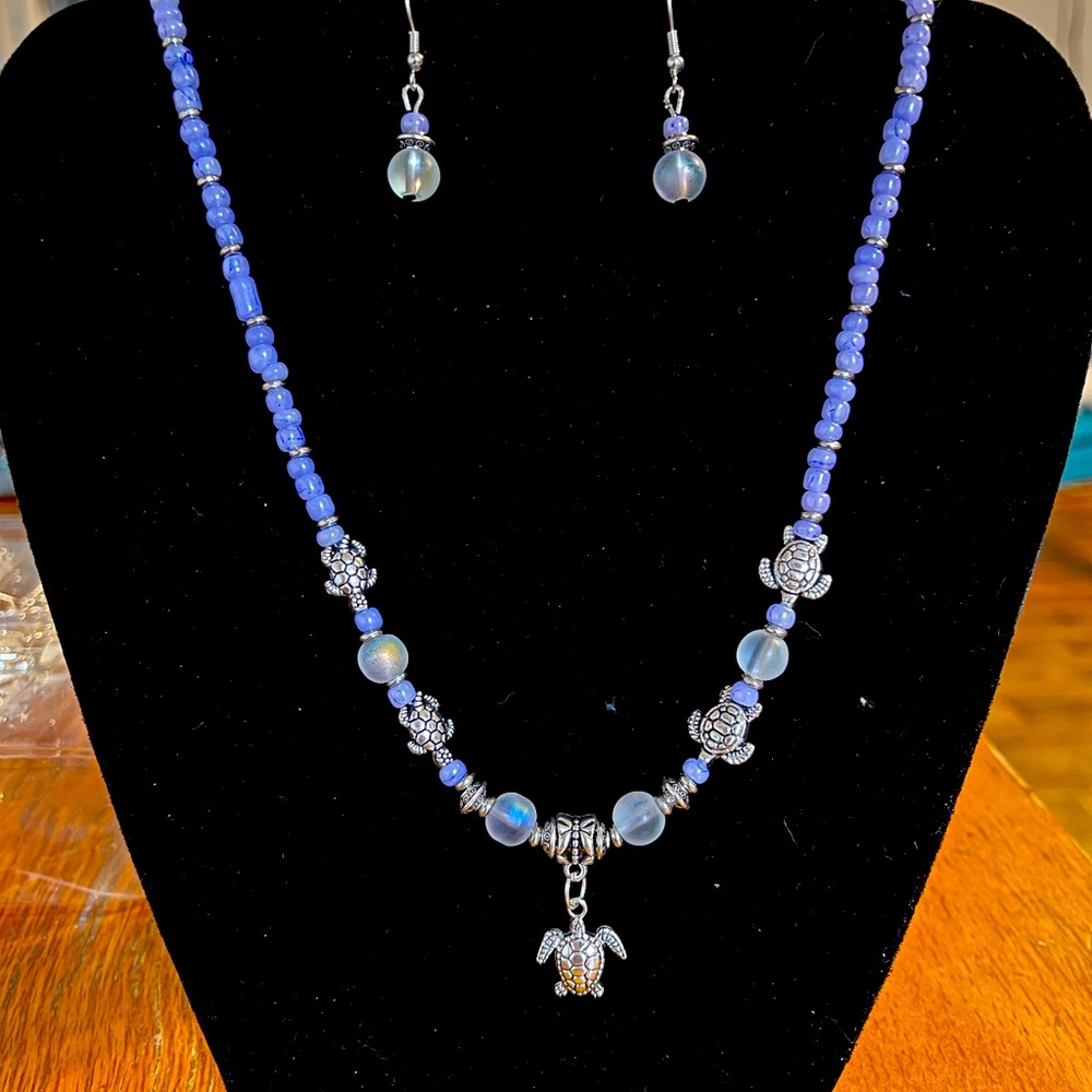 Turtle necklace with matching earrings